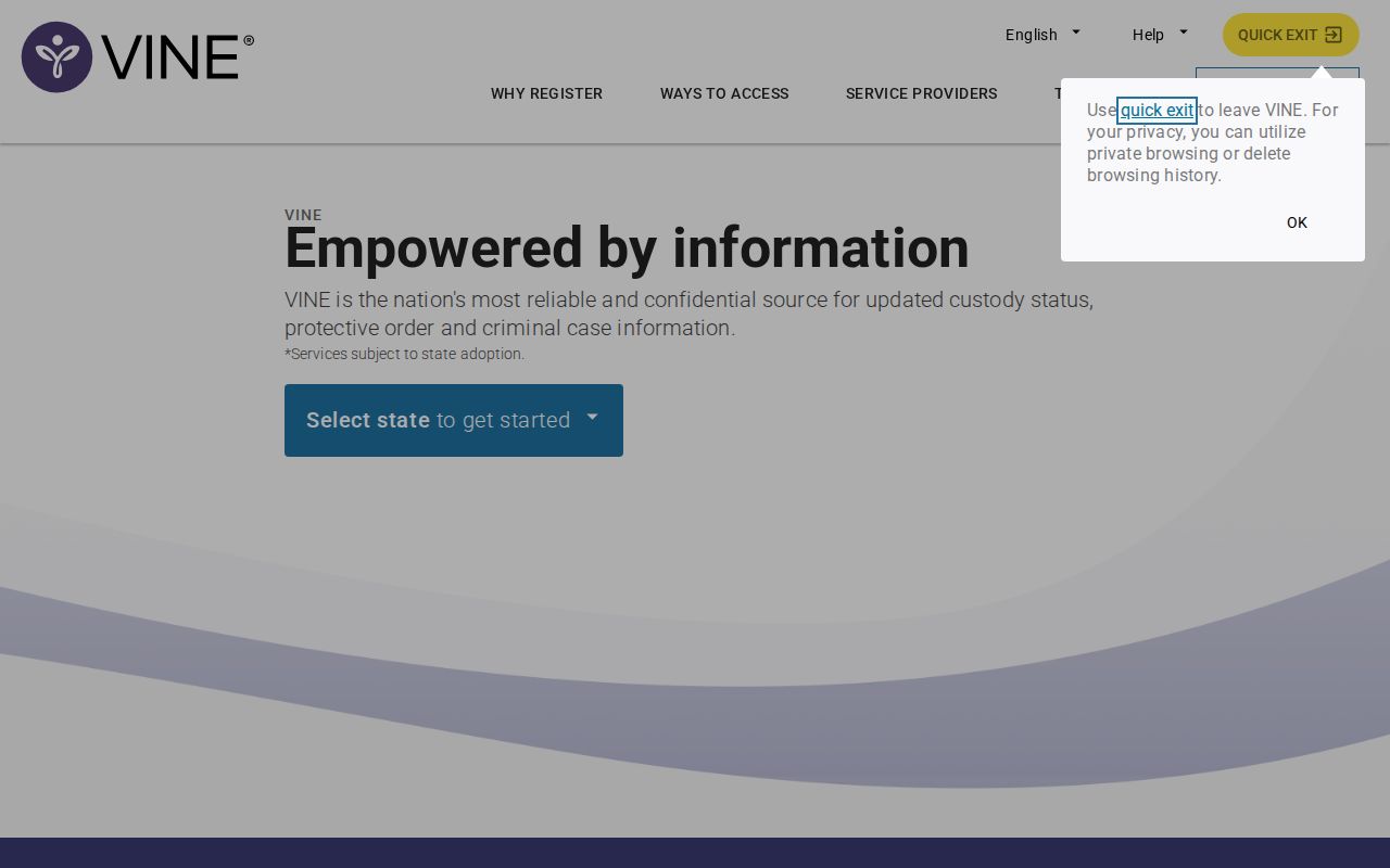 VINELink interface used for Pasquotank County recent arrest custody checks