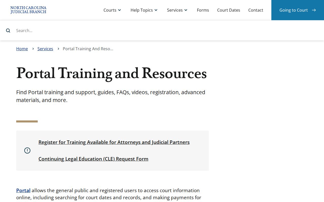 Pasquotank County criminal court case Portal training and search options
