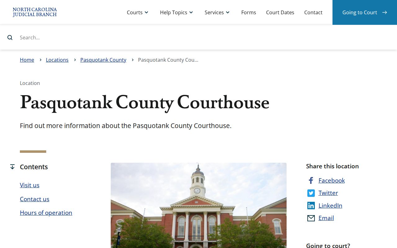 Pasquotank County criminal records at the official courthouse