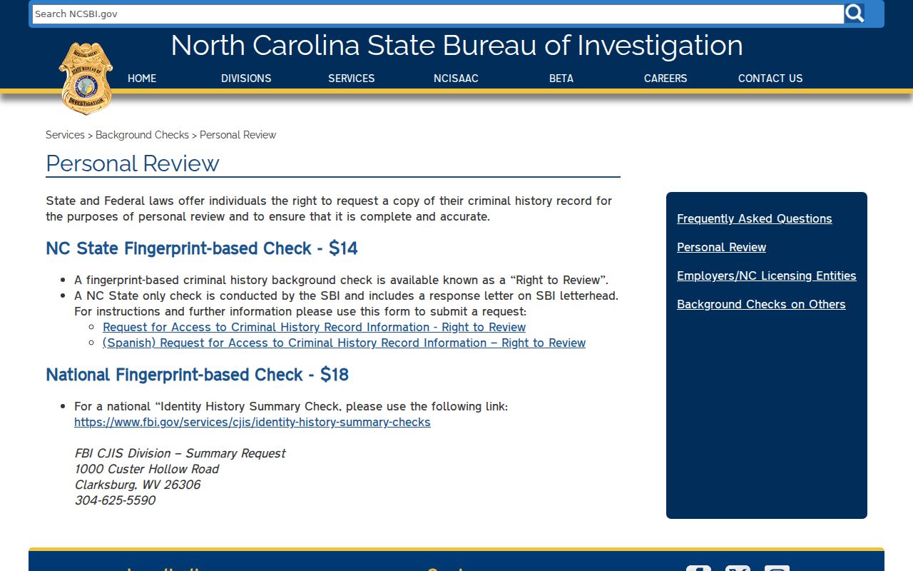 Pasquotank County criminal history through SBI Right to Review